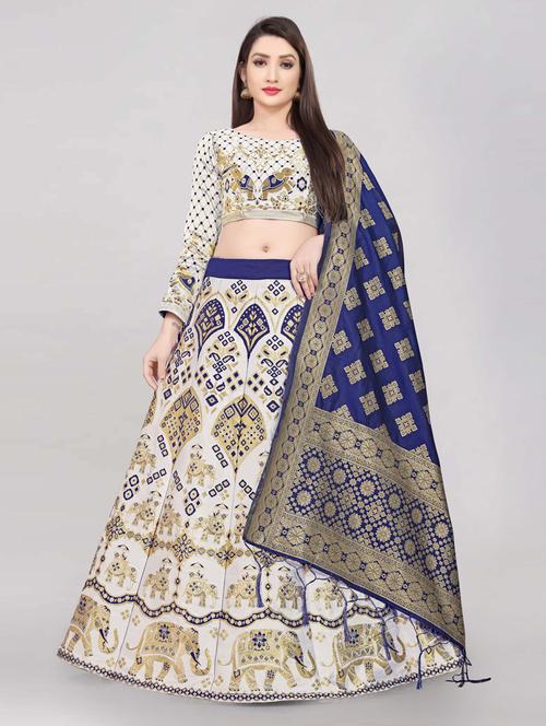 grey flared semi-stitched lehenga - 20407495 - Very Small Image - 1