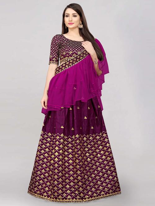 women purple semi-stitched lehenga choli - 20407515 - Very Small Image - 1