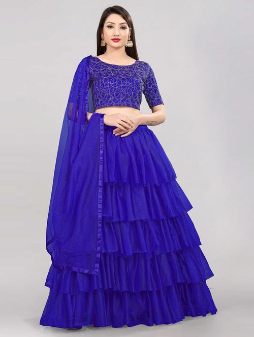 women blue semi-stitched lehenga choli - 20407613 - Very Small Image - 1