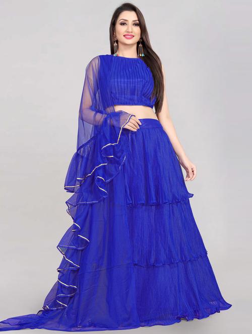 women blue semi-stitched lehenga choli - 20407650 - Very Small Image - 1