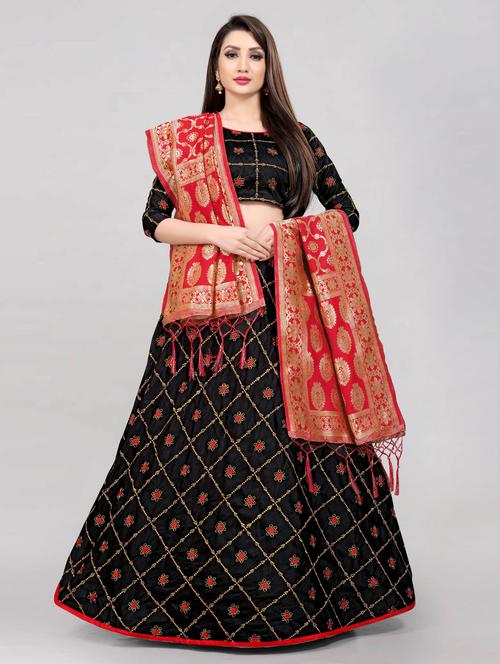 women black semi-stitched lehenga choli - 20407685 - Very Small Image - 1