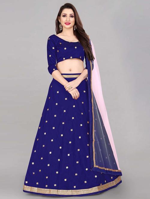 women blue semi-stitched lehenga choli - 20407765 - Very Small Image - 1