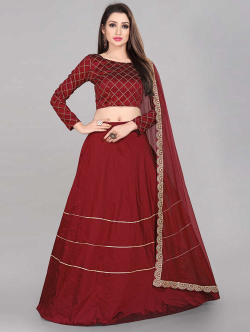 women maroon semi-stitched lehenga choli - 20407793 - Very Small Image - 1