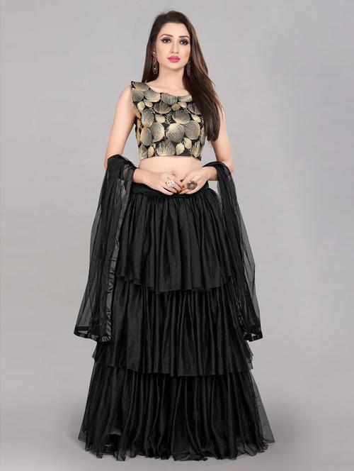 women black semi-stitched lehenga choli - 20407803 - Very Small Image - 1