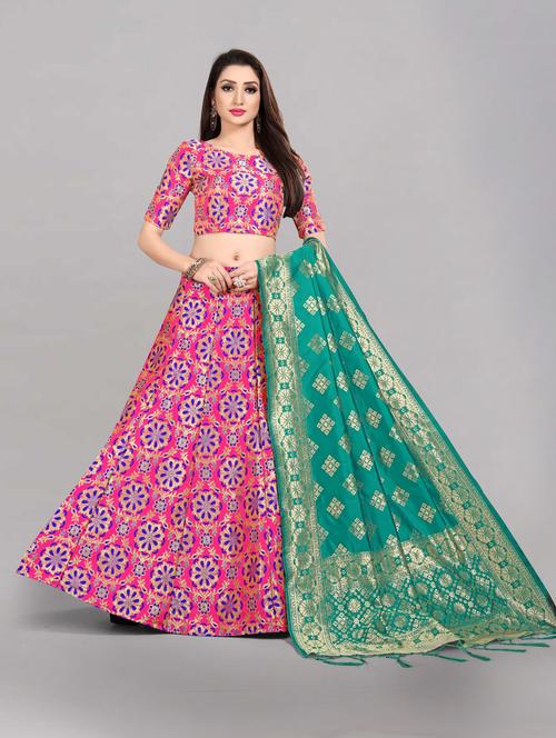 women pink semi-stitched lehenga choli - 20407819 - Very Small Image - 1