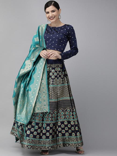 women blue semi-stitched lehenga choli - 20407864 - Very Small Image - 1