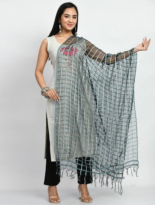women black checks dupatta - 20407927 - Very Small Image - 1