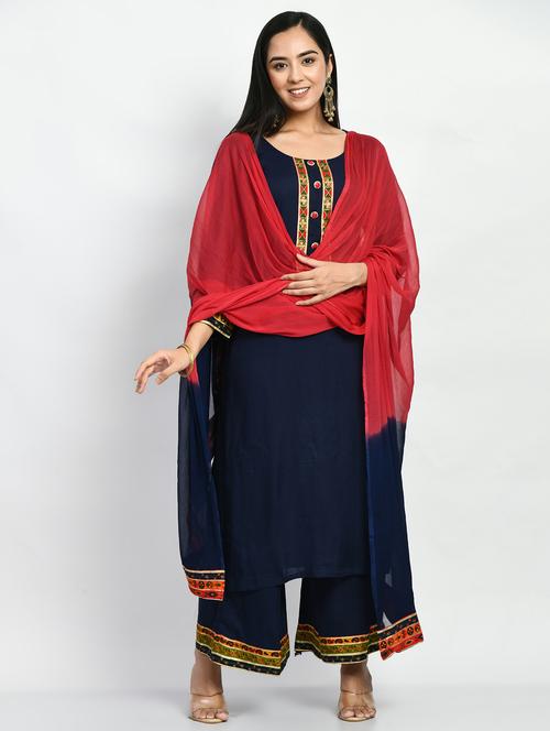 navy blue gota work suit set - 20407963 - Very Small Image - 1