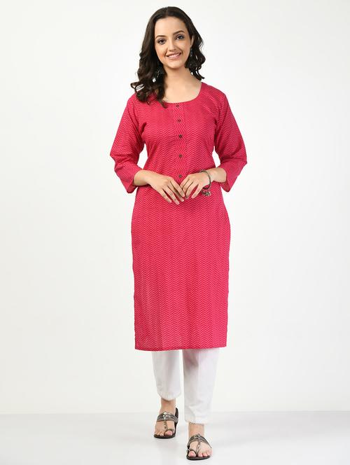 pink printed straight kurta - 20407977 - Very Small Image - 1