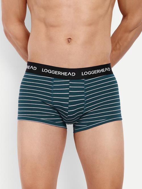 men teal striped cotton lycra trunks brief - 20408083 - Very Small Image - 1