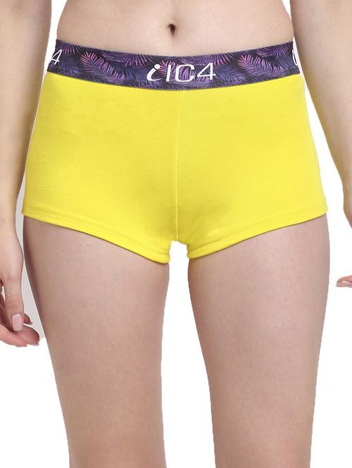 yellow cotton blend boy shorts panty - 20408669 - Very Small Image - 1