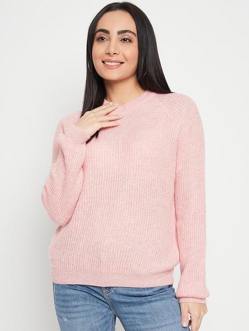 women pink wool regular pullover - 20409201 - Very Small Image - 1