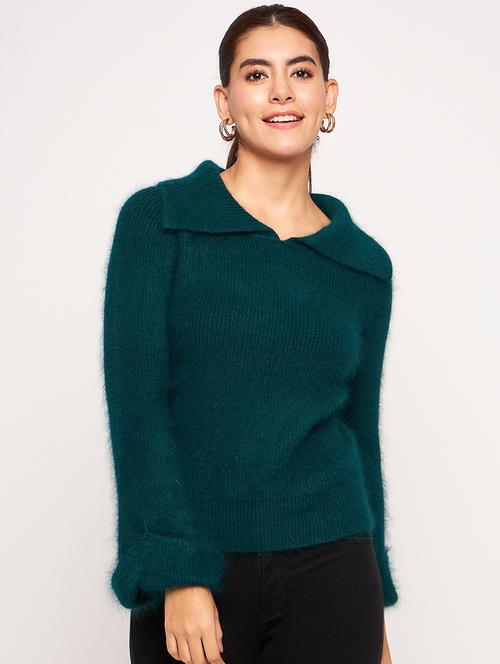 women green wool regular pullover - 20409226 - Very Small Image - 1