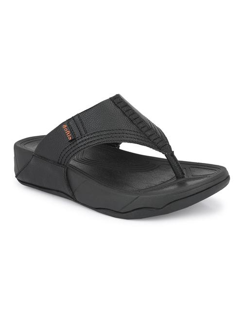 men solid black flip flop - 20409614 - Very Small Image - 1