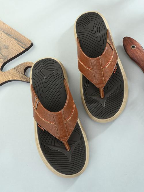 men solid tan flip flop - 20409615 - Very Small Image - 1
