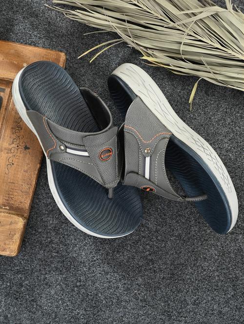 men solid grey flip flop - 20409632 - Very Small Image - 1