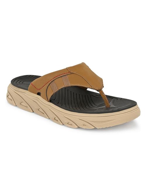 men solid khaki flip flop - 20409699 - Very Small Image - 1
