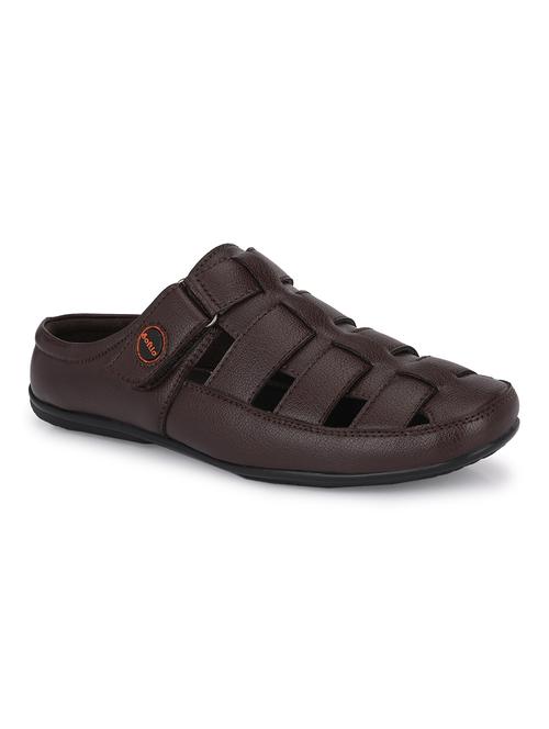 men solid coffee brown slip on mule - 20409727 - Very Small Image - 1