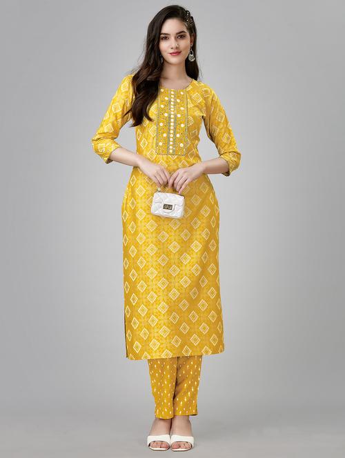 foil print kurta pant set - 20410232 - Very Small Image - 1