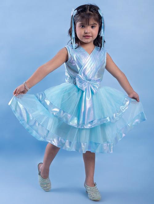 girl v-neck sleeveless frock - 20410377 - Very Small Image - 1