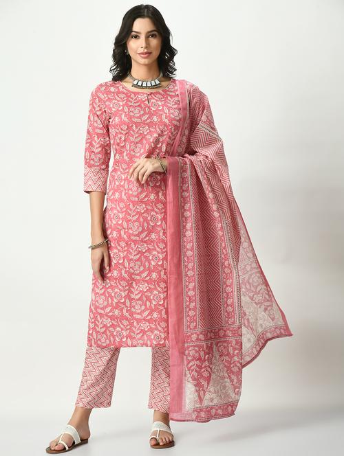 pink kurta pant set with dupatta - 20410452 - Very Small Image - 1