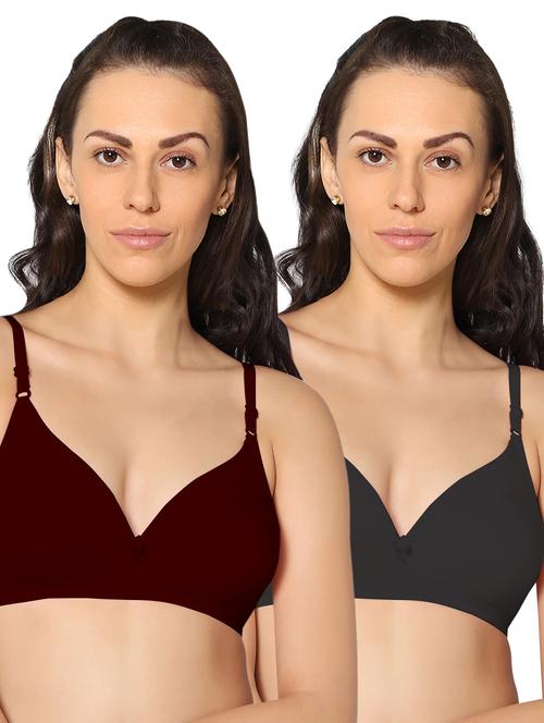 pack of 2 multi colored solid t-shirt bra - 20410552 - Very Small Image - 1