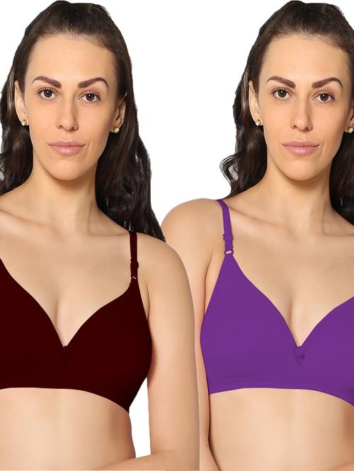 pack of 2 multi colored solid t-shirt bra - 20410563 - Very Small Image - 1