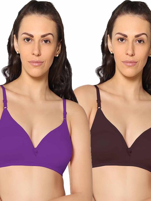pack of 2 multi colored solid t-shirt bra - 20410567 - Very Small Image - 1