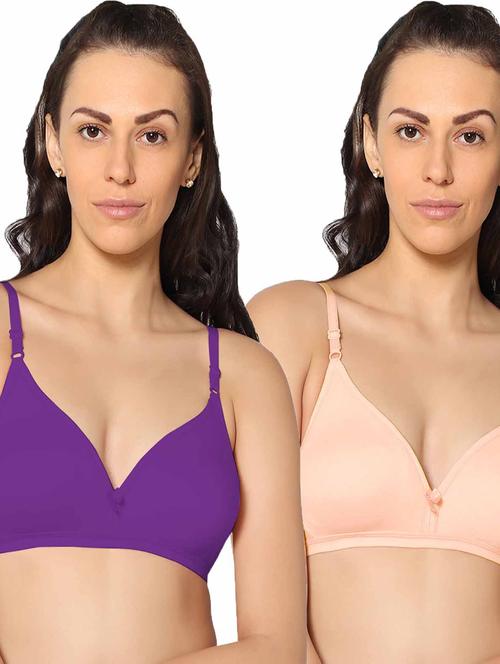 pack of 2 multi colored solid t-shirt bra - 20410571 - Very Small Image - 1