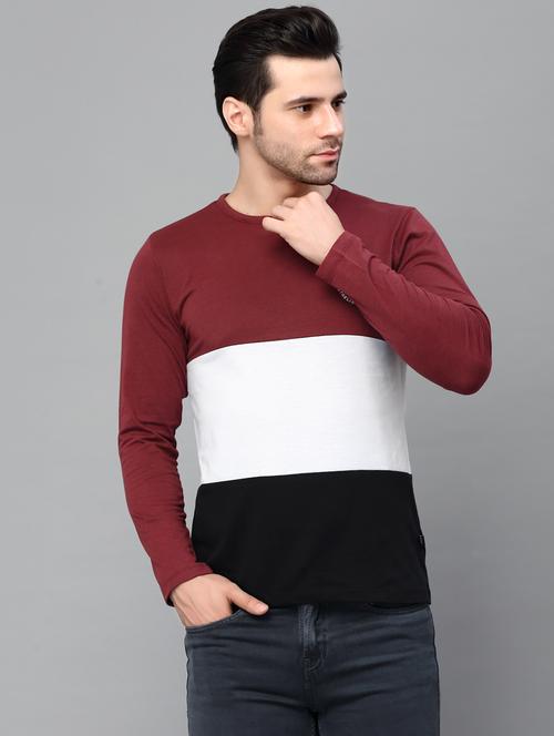 men long sleeved color block t-shirt - 20410912 - Very Small Image - 1