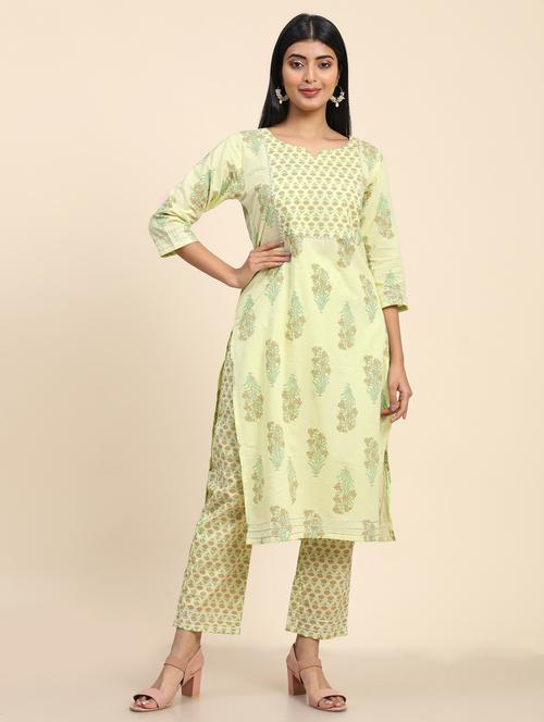 floral kurta pant set with pockets - 20410965 - Very Small Image - 1