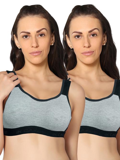 women grey cotton sports bra - 20411105 - Very Small Image - 1