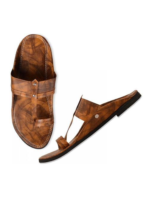 men solid brown one toe kolhapuri - 20411543 - Very Small Image - 1