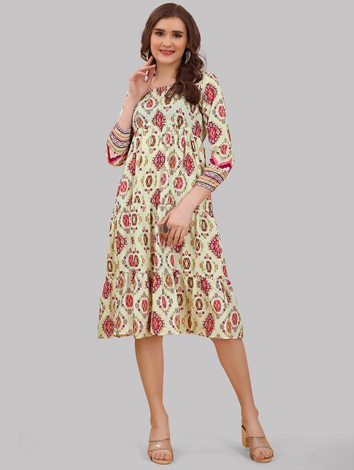printed tiered ethnic dress - 20411956 - Very Small Image - 1