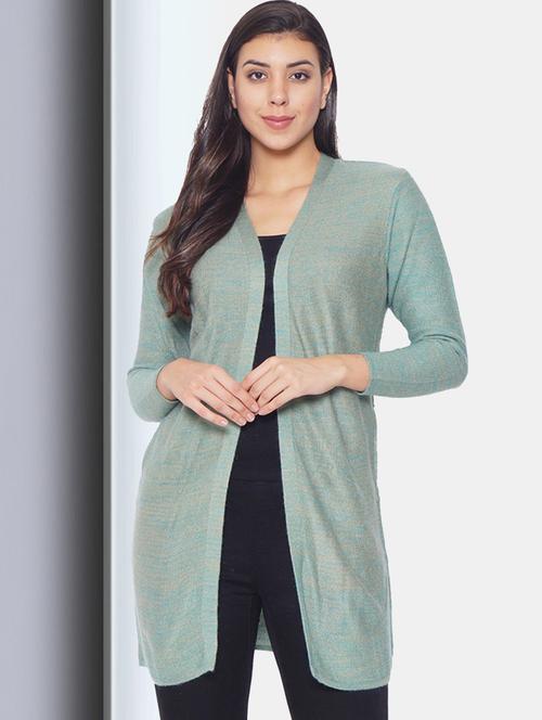 light blue self design long sleeve cardigan - 20412170 - Very Small Image - 1