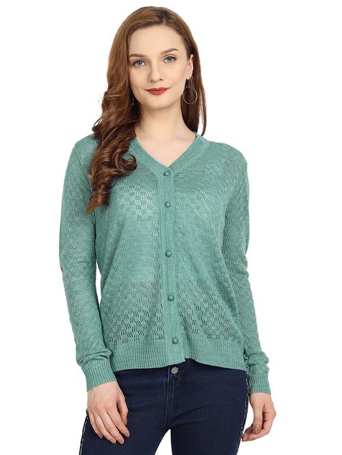 neo mint self designed long sleeves cardigan - 20412289 - Very Small Image - 1