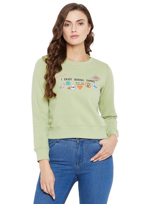 women green cotton blend regular sweatshirt - 20412515 - Very Small Image - 1