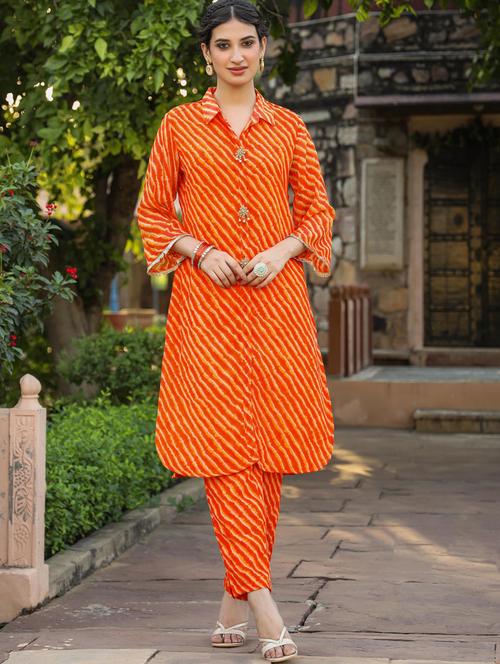 orange printed kurta pant set - 20412646 - Very Small Image - 1