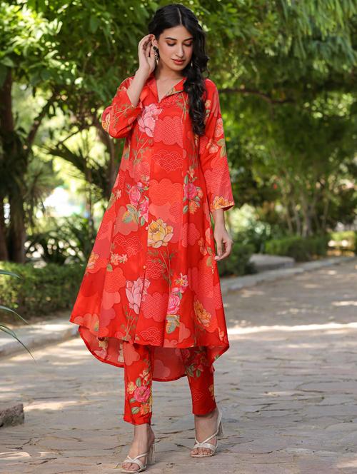 orange printed kurta pant set - 20412656 - Very Small Image - 1