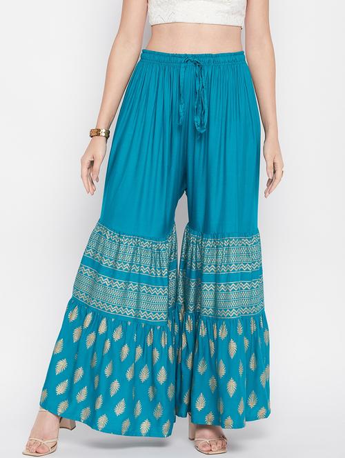 turquoise foil print sharara - 20412838 - Very Small Image - 1