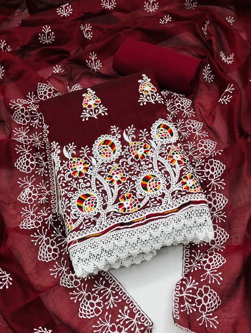 women embroidered unstitched suit set - 20413250 - Very Small Image - 1