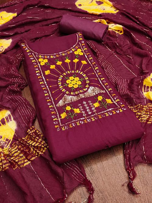 women embroidered unstitched suit set - 20413259 - Very Small Image - 1