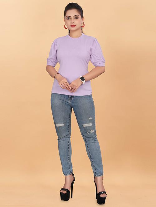 lavender solid regular top - 20413913 - Very Small Image - 1