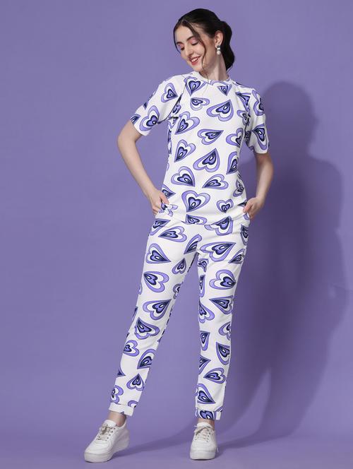 white graphic print top and trouser co-ord - 20414304 - Very Small Image - 1