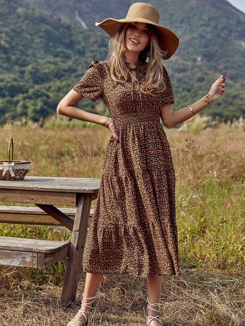 multi colored floral tiered dress - 20414325 - Very Small Image - 1