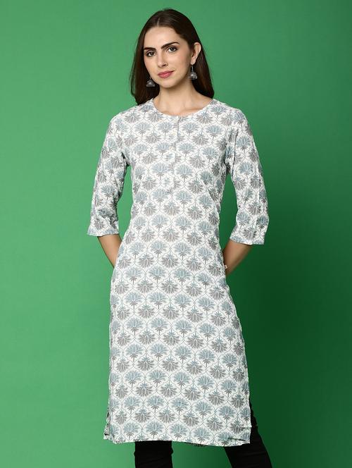 off white rayon kurta - 20414581 - Very Small Image - 1