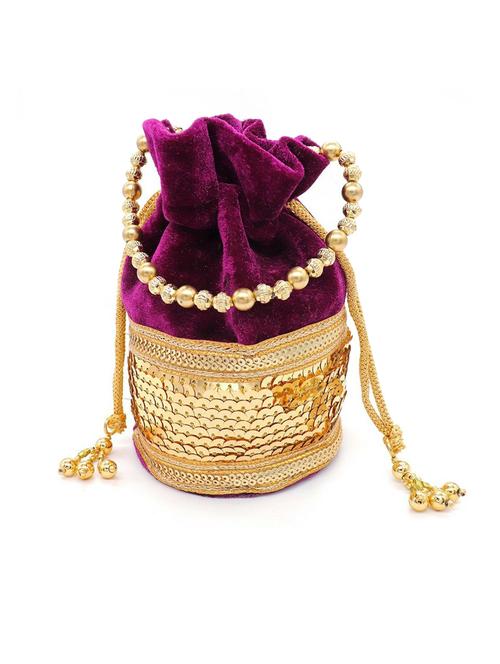 purple solid with work ethnic potli - 20415186 - Very Small Image - 1