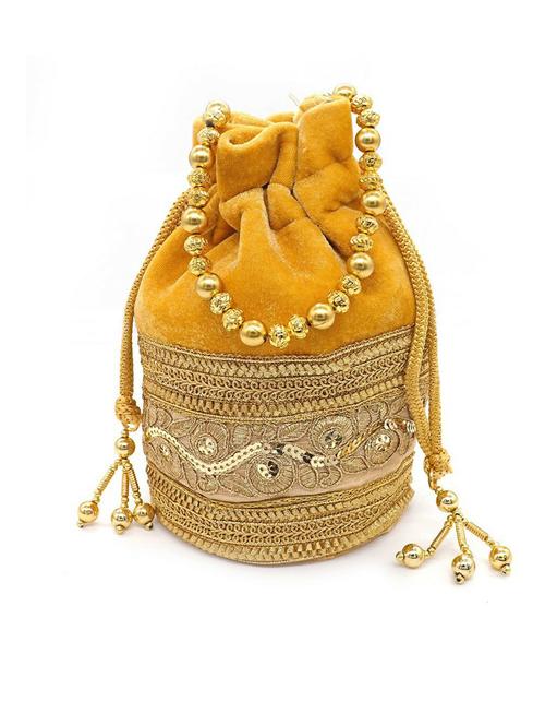 yellow solid with work ethnic potli - 20415187 - Very Small Image - 1