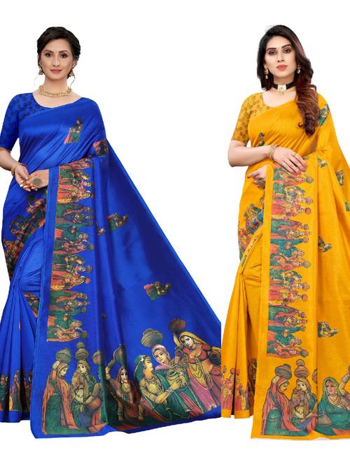 pack of 2 printed sarees with blouse - 20415259 - Very Small Image - 1