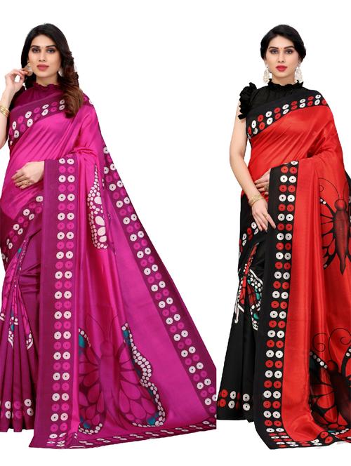 pack of 2 printed sarees with blouse - 20415269 - Very Small Image - 1
